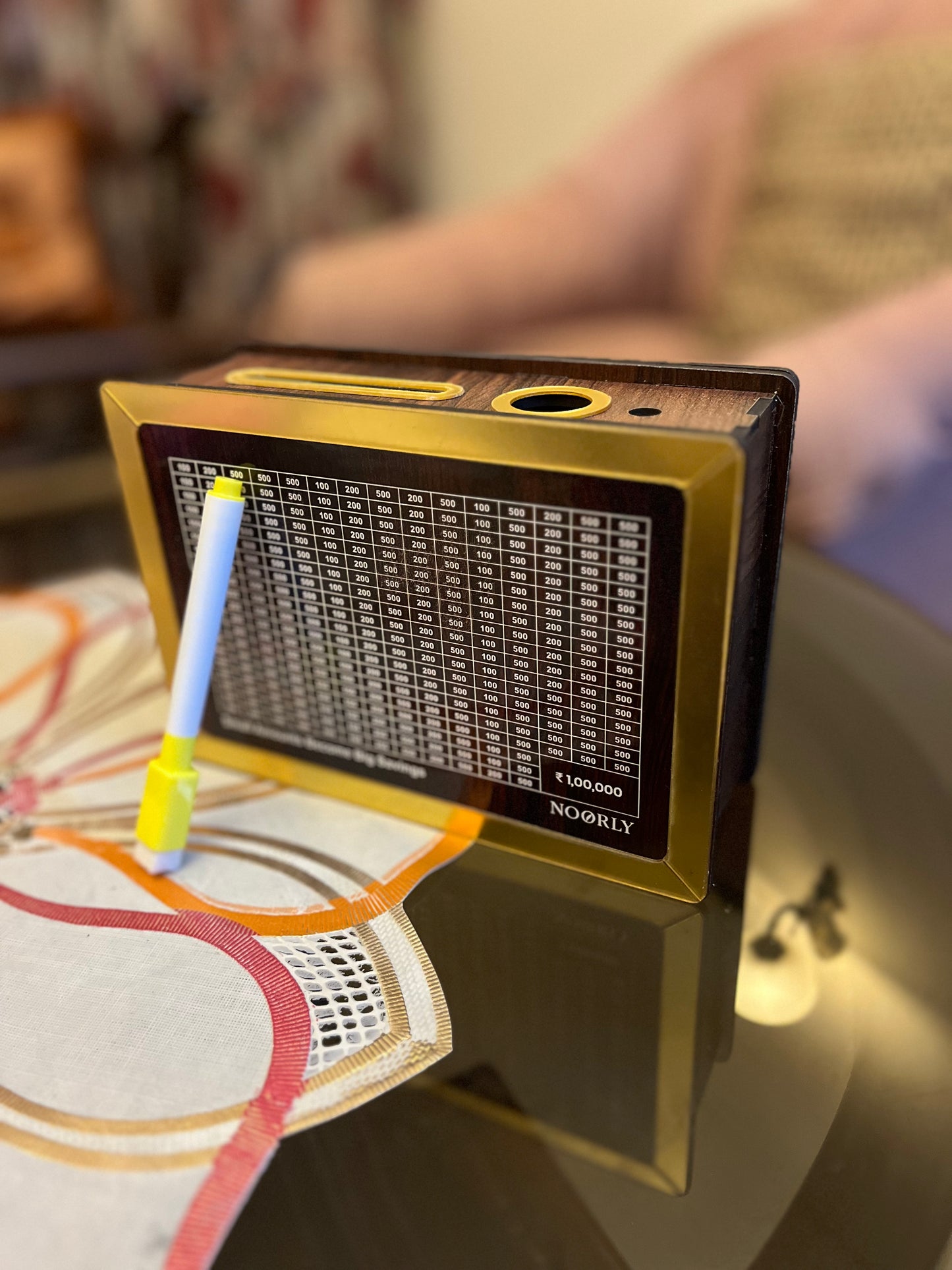 1 Lakh Wooden Money Piggy Bank (Including marker)