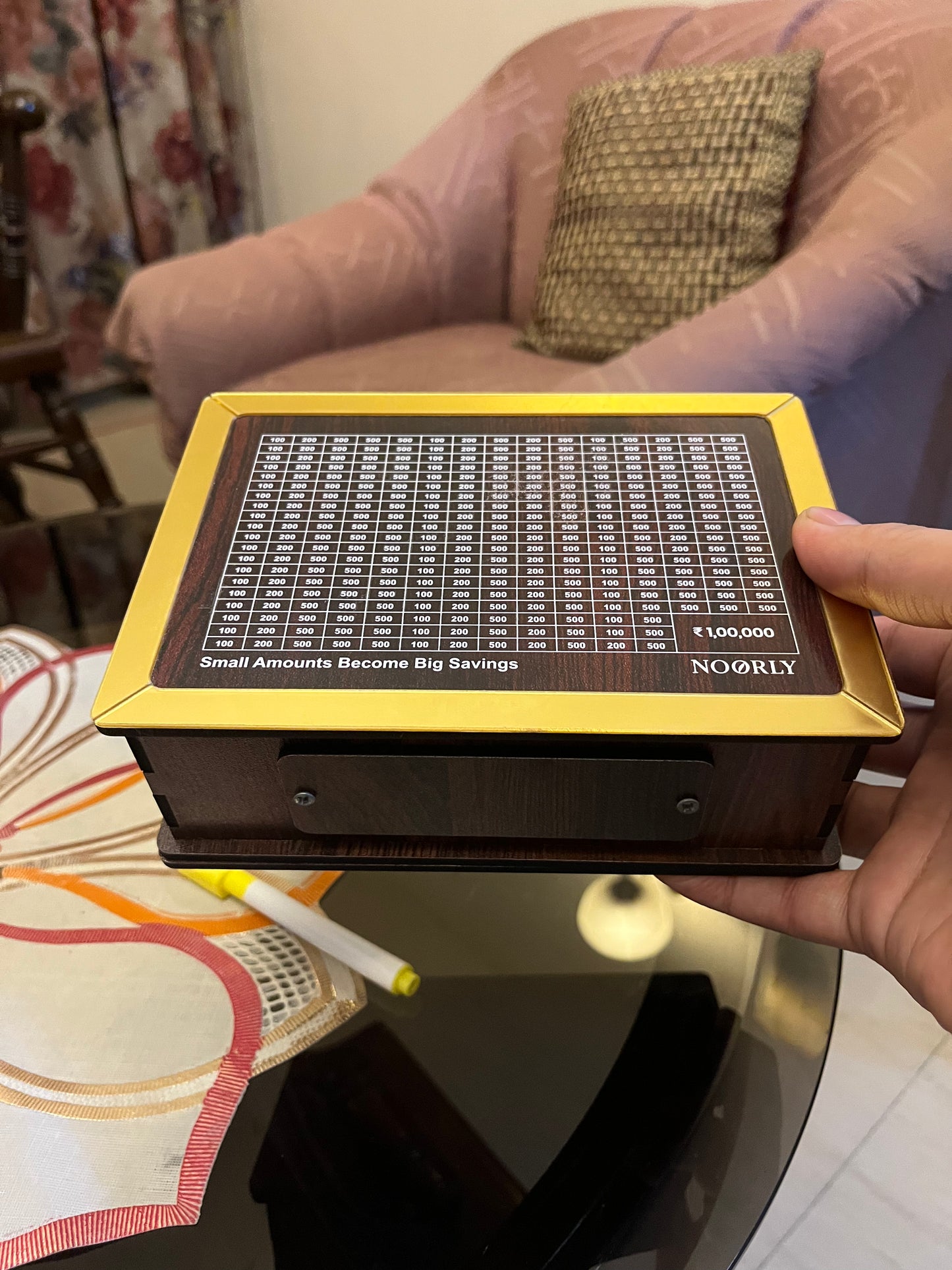 1 Lakh Wooden Money Piggy Bank (Including marker)