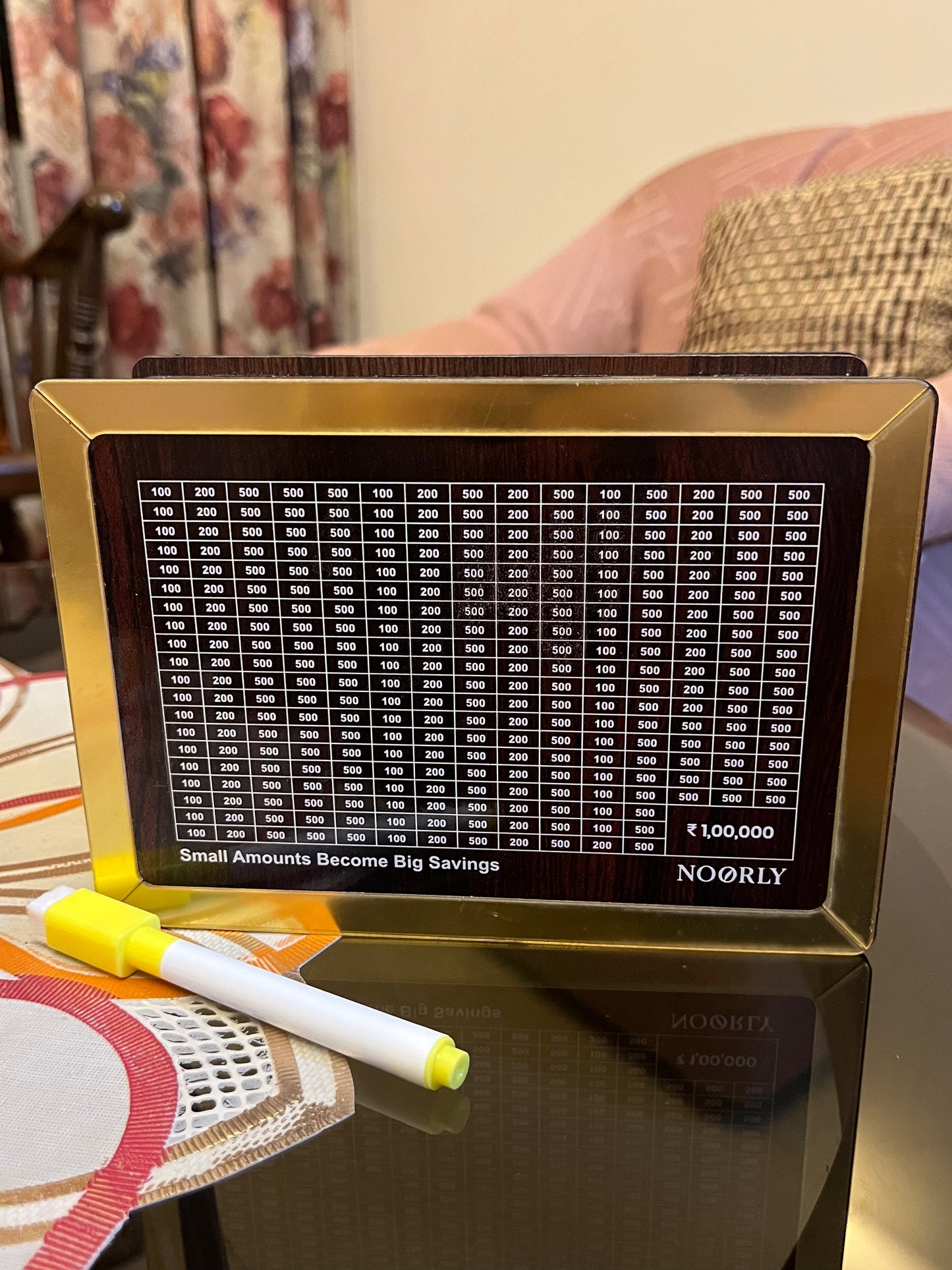 1 Lakh Wooden Money Piggy Bank (Including marker)